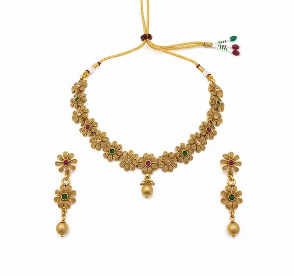 Gold_Pushpa_Traditional_Floral_Choker_Set_For_Women